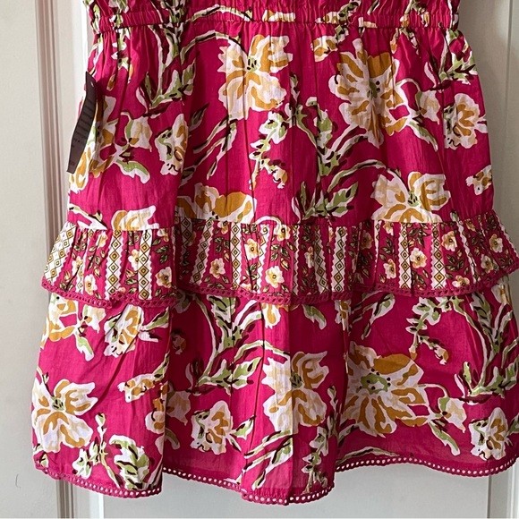 Maisie Designer Vibrant Pink Cotton Mini Dress Women’s Size Medium - Picture 2 of 15